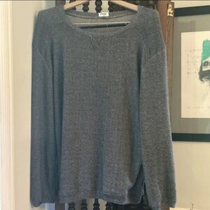 Black White Men’s Sweater Long Sleeve Wide Crew Neck Knit Beach Sweater Size L